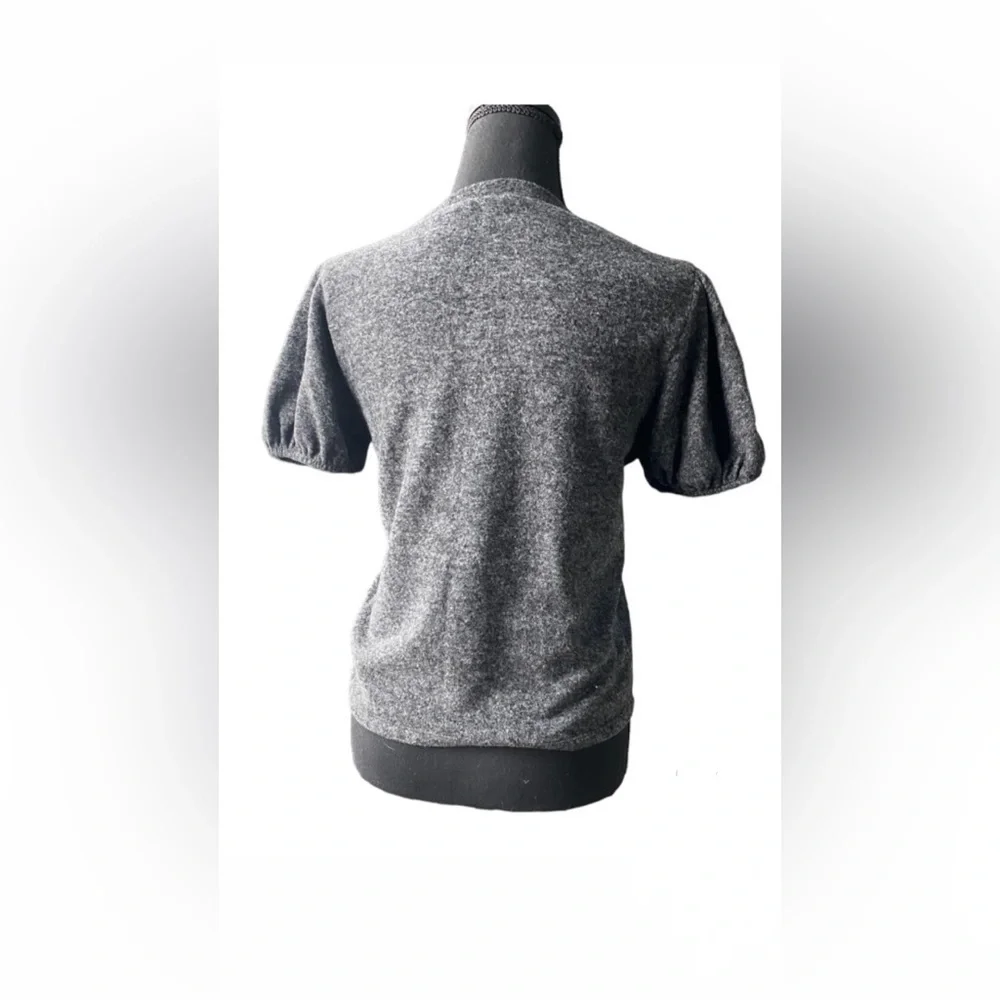 Zara Dark Grey/Gray Puff Sleeves Top